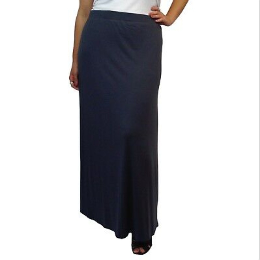 NEW Full Length Maxi Skirt Banded Waist- Dark Gray